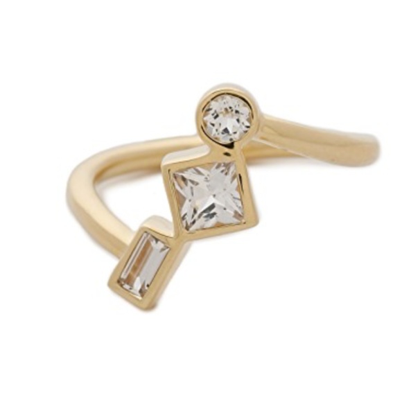 White Sapphire 23K Gold NWT Ring Elizabeth & James - Picture 7 of 8